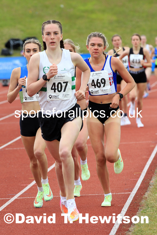 Womens under-20s 1500 metres, 2022 Northern Senior and Under-20 Champs., Wavertree Athletics Centre, Liverpool. Photo: David T. Hewitson/Sports for All Pics